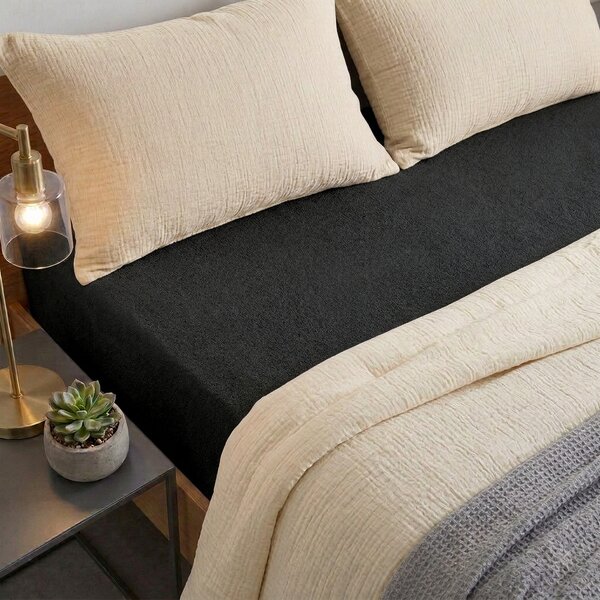 4Home prześcieradło frotte IDEAL czarny, 90–100 x 200 cm, 90–100 x 200 cm