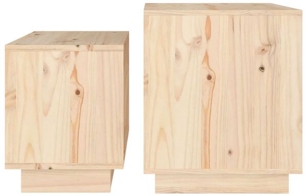 Naturalny komplet 2 drewnianych stolików kawowych T5-N88