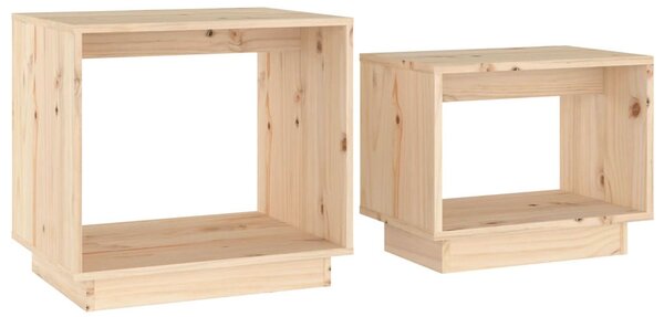 Naturalny komplet 2 drewnianych stolików kawowych T5-N88