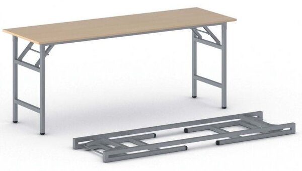 Stół konferencyjny FAST READY, 170x50 cm, szaro-srebrna podstawa, buk