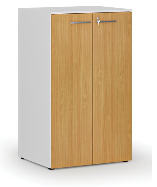 Szafa biurowa z drzwiami PRIMO WHITE, 3 półki, 800 x 640 x 1335 mm, biały/buk