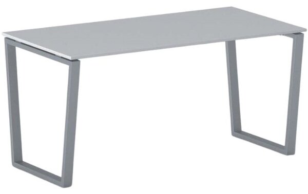 Biurko PRIMO IMPRESS, 160x80 cm, szaro-srebrna podstawa, szary