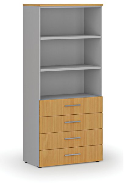 Szafa biurowa z szufladami PRIMO GRAY, 800 x 420 x 1781 mm, szary/buk