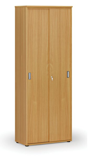 Szafa biurowa z drzwiami przesuwnymi PRIMO WOOD, 800 x 420 x 2128 mm, buk