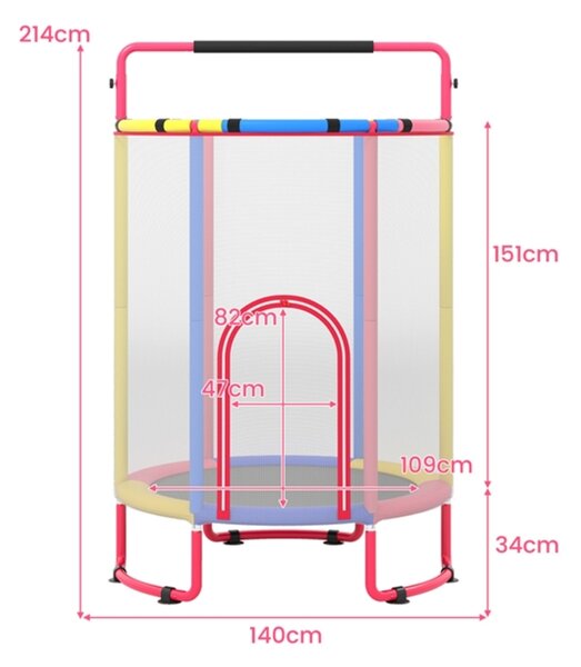 Trampolina dziecięca z akcesoriami o średnicy 140 cm
