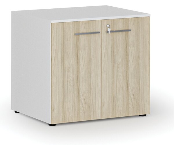 Szafa biurowa z drzwiami PRIMO WHITE, 800 x 640 x 735 mm, biały/dąb naturalny
