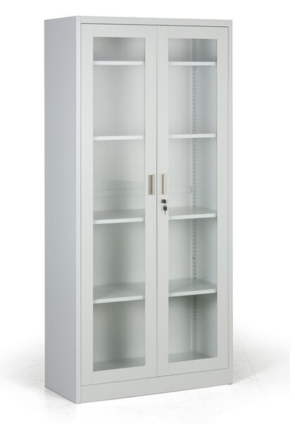 Metalowa szafa ze szklanymi drzwiami, demontowana, 900 x 1950 x 400 mm