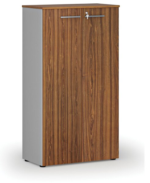 Szafa biurowa z drzwiami PRIMO GRAY, 800 x 420 x 1434 mm, szary/orzech