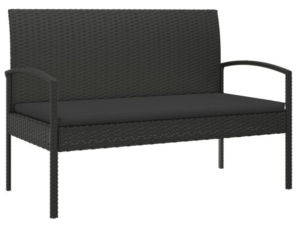 Ławka ogrodowa z poduszką, czarna, 105 cm, polirattan