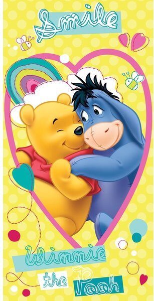 Żółty bawełniany ręcznik dziecięcy 70x140 cm Winnie the Pooh "Smile" – Jerry Fabrics