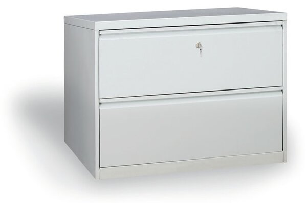 Dwurzędowa szafa kartotekowe A4, 2 szuflady, wys.720 mm, szara