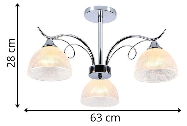 Srebrny trzyramienny elegancki żyrandol - A266 K8-T62