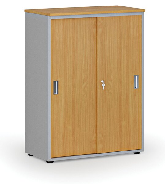 Szafa biurowa z drzwiami przesuwnymi PRIMO GRAY, 800 x 420 x 1087 mm, szary/buk