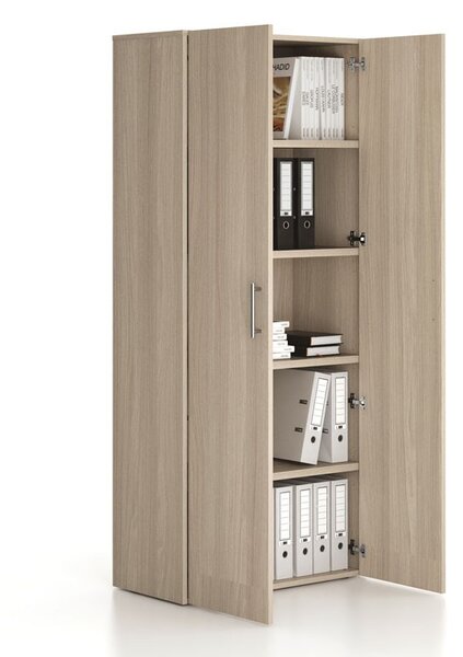 Szafa biurowa wysoka SOLID, 800 x 400 x 1830 mm, naturalny dąb