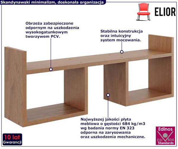 Minimalistyczna półka wisząca w kolorze orzech - Esto