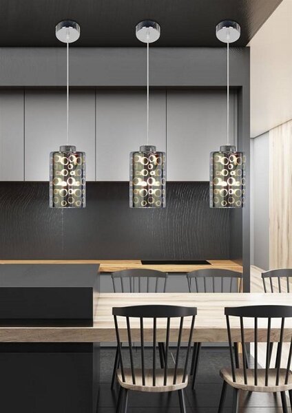 Chromowana pojedyncza lampa wisząca - 3X V061 H1-W57