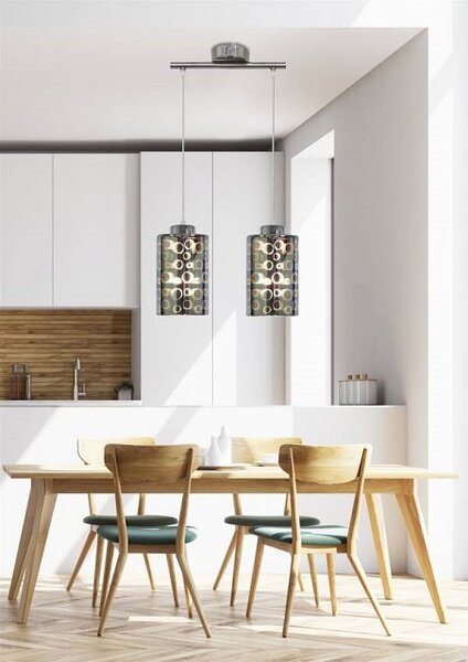 Podwójna chromowana lampa wisząca nad wyspę - 5X V062 Z7-H40
