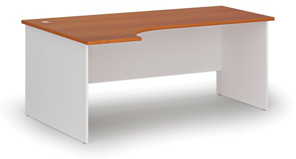 Narożne biurko PRIMO WHITE, 180x120 cm, lewe, biały/czereśnia