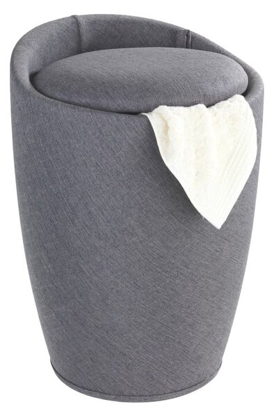 Szary kosz na pranie i taboret w jednym Wenko Linen Look, 20 l