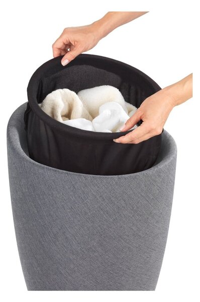 Szary kosz na pranie i taboret w jednym Wenko Linen Look, 20 l