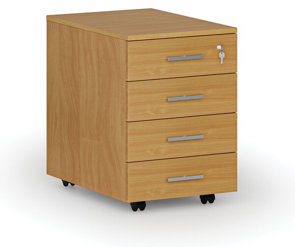 Kontenerek biurowy mobilny PRIMO WOOD, 4 szuflady, buk