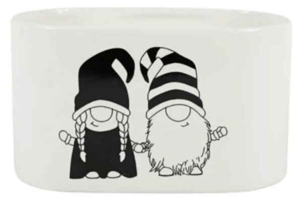 Świąteczna doniczka GNOME LOVE ceramiczna 19,5x11 cm, biała