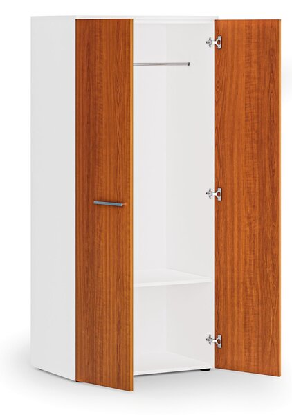 Szafa ubraniowa biurowa PRIMO WHITE, 1 półka, drążek do szafy, 800 x 500 x 1781 mm, biały/czereśnia