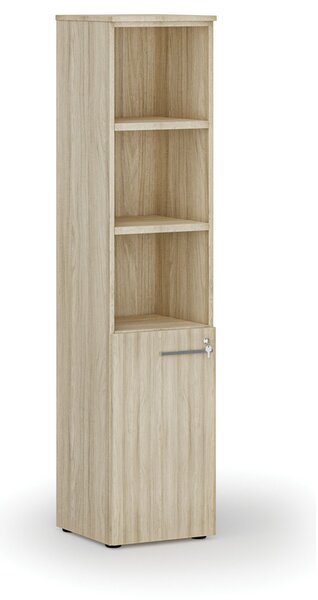 Szafa biurowa kombinowana PRIMO WOOD, drzwi na 2 poziomach, 400 x 420 x 1781 mm, dąb naturalny