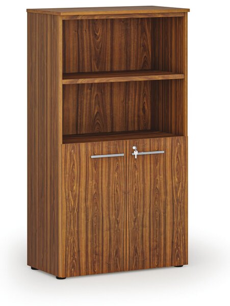 Szafa biurowa kombinowana PRIMO WOOD, drzwi na 2 poziomach, 800 x 420 x 1434 mm, orzech