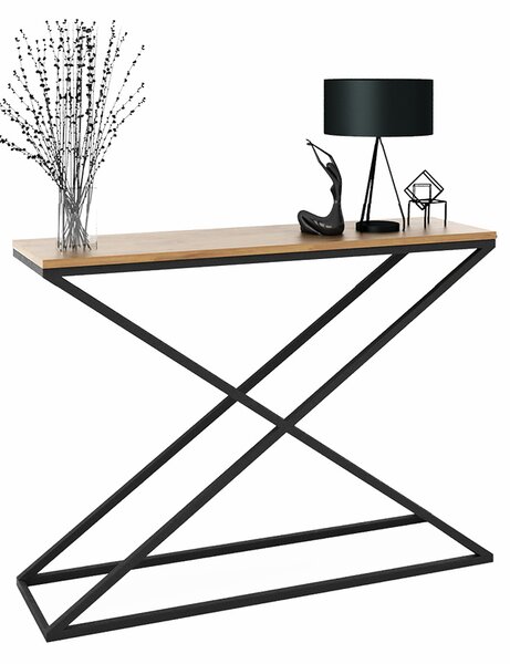 Konsola w stylu loft czarny + dąb lancelot A5-E18