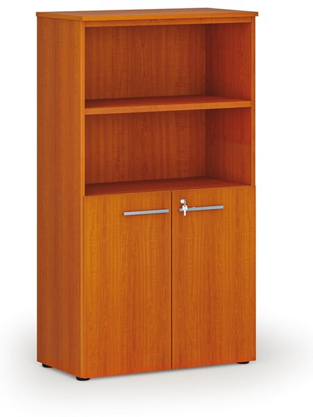Szafa biurowa kombinowana PRIMO WOOD, drzwi na 2 poziomach, 800 x 420 x 1434 mm, wiśnia