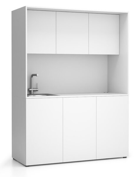 Kuchnia biurowa NIKA ze zlewem i kranem 1481 x 600 x 2000 mm, biały, lewo
