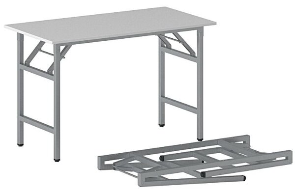 Stół konferencyjny FAST READY, 120x60 cm, szaro-srebrna podstawa, szary