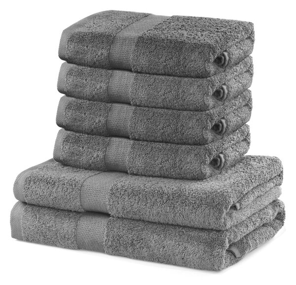 Zestaw 6 szarych bawełnianych ręczników DecoKing Marina
