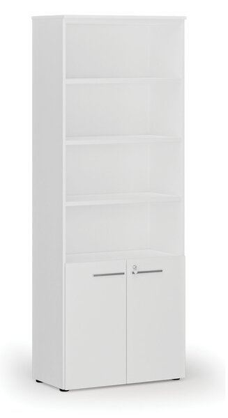 Szafa biurowa kombinowana PRIMO WHITE, drzwi na 2 poziomach, 800 x 420 x 2128 mm, biała
