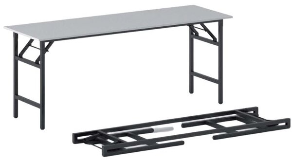 Stół konferencyjny FAST READY, 170x50 cm, czarna podstawa, szary