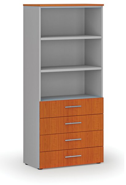 Szafa biurowa z szufladami PRIMO GRAY, 800 x 420 x 1781 mm, szary/wiśnia