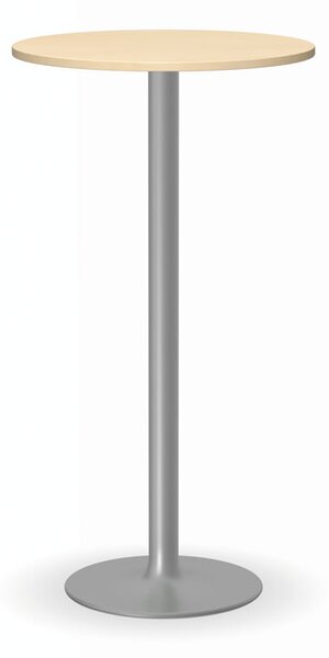 Stolik wysoki Olympo II, średnica 600 mm, szara podstawa, płyta brzoza