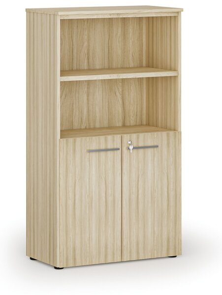 Szafa biurowa kombinowana PRIMO WOOD, drzwi na 2 poziomach, 800 x 420 x 1434 mm, dąb naturalny