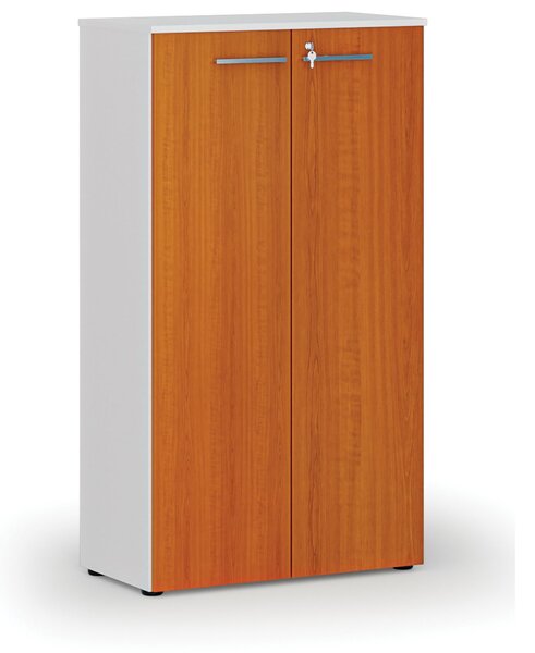 Szafa biurowa z drzwiami PRIMO WHITE, 800 x 420 x 1434 mm, biały/wiśnia
