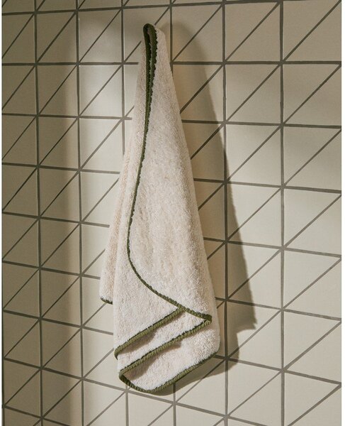 Biały/zielony bawełniany ręcznik frotte 50x90 cm Sedora – Kave Home