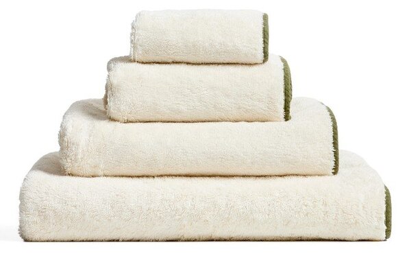 Biały/zielony bawełniany ręcznik frotte 30x50 cm Sedora – Kave Home