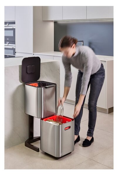 Stalowy kosz na śmieci do segregacji odpadów 40 l Totem Compact – Joseph Joseph