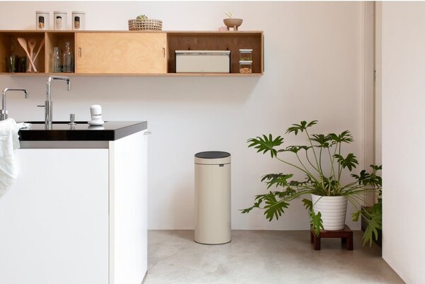 Beżowy stalowy kosz na śmieci otwierany na dotyk 30 l Touch Bin – Brabantia
