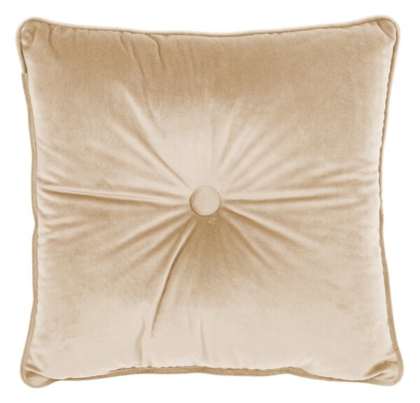 Jasnobeżowa poduszka Tiseco Home Studio Velvet Button, 45x45 cm
