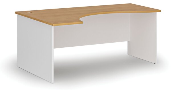 Ergonomiczne biurko PRIMO WHITE, 180x120 cm, lewe, biały/buk