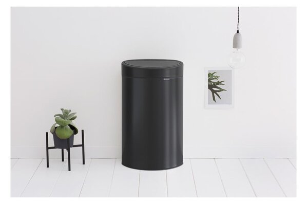 Stalowy kosz na śmieci otwierany na dotyk w kolorze matowej czerni 40 l Touch Bin – Brabantia