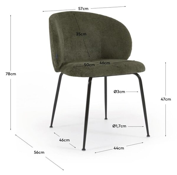 Zielony tapicerowany fotel jadalniany Minna – Kave Home