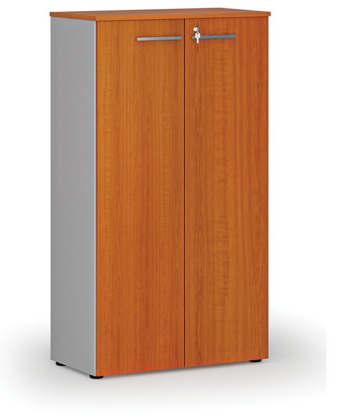Szafa biurowa z drzwiami PRIMO GRAY, 800 x 420 x 1434 mm, szary/wiśnia