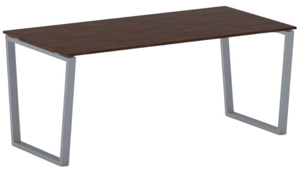 Biurko PRIMO IMPRESS, 180x90 cm, szaro-srebrna podstawa, orzech
